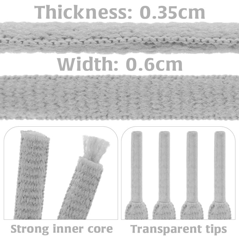 DELELE 2 Pair Oval Shoes laces Half Round 1/4" Athletic Shoelaces Shoe Strings Gray 55 inch - Image 3